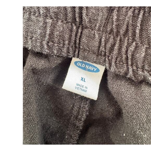 Old Navy Womens XL Drawstring Black Pants Linen Rayon Blend Pockets - Picture 3 of 9